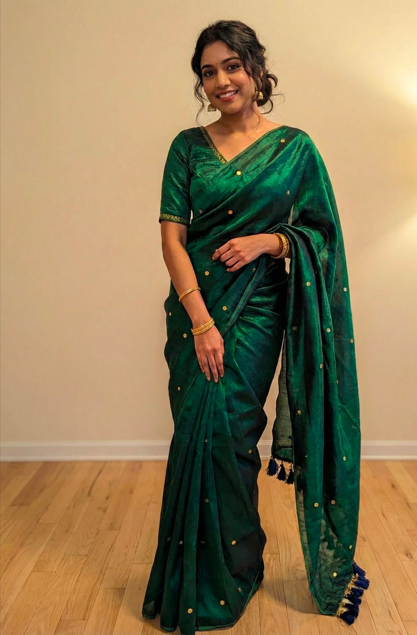 saree with stitched blouse