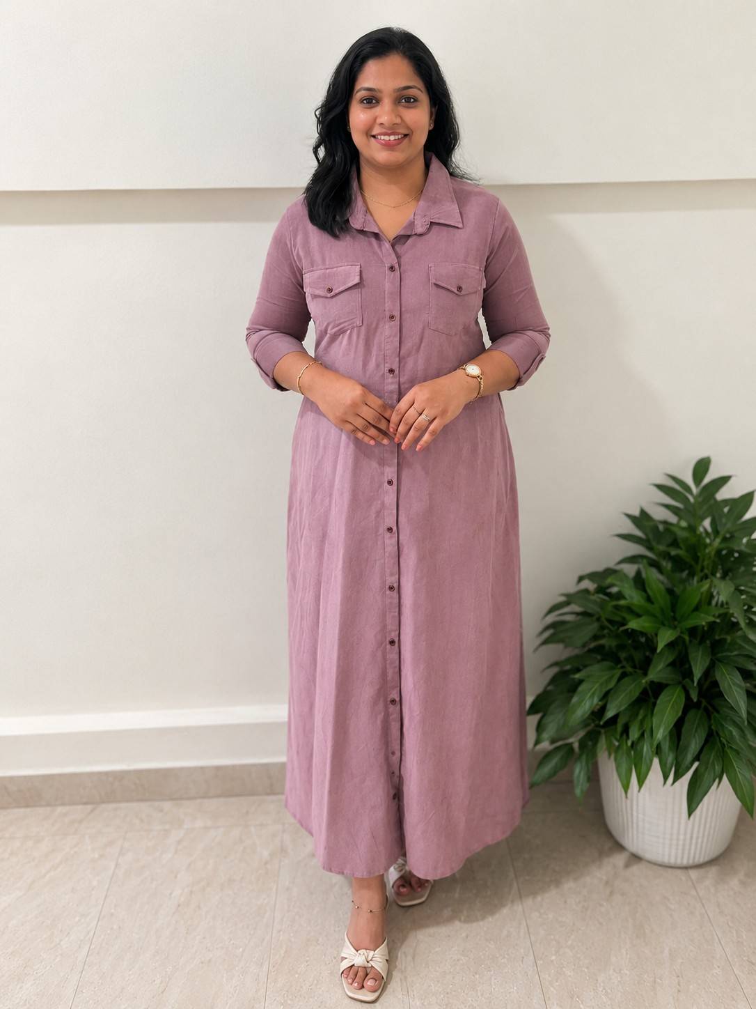 Long Dress in Coduroy Lavender color