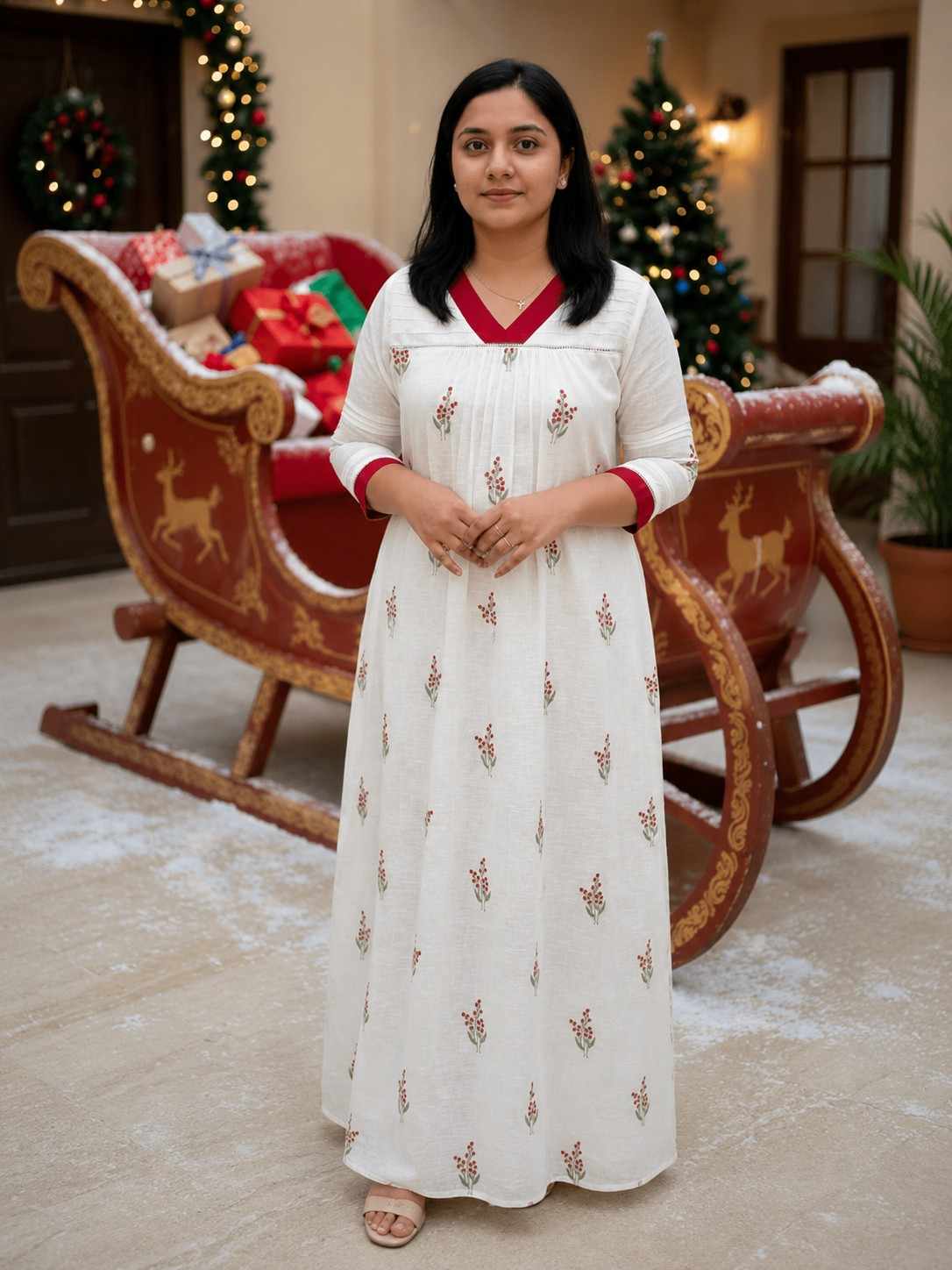 Linen fabric with thread embroidery