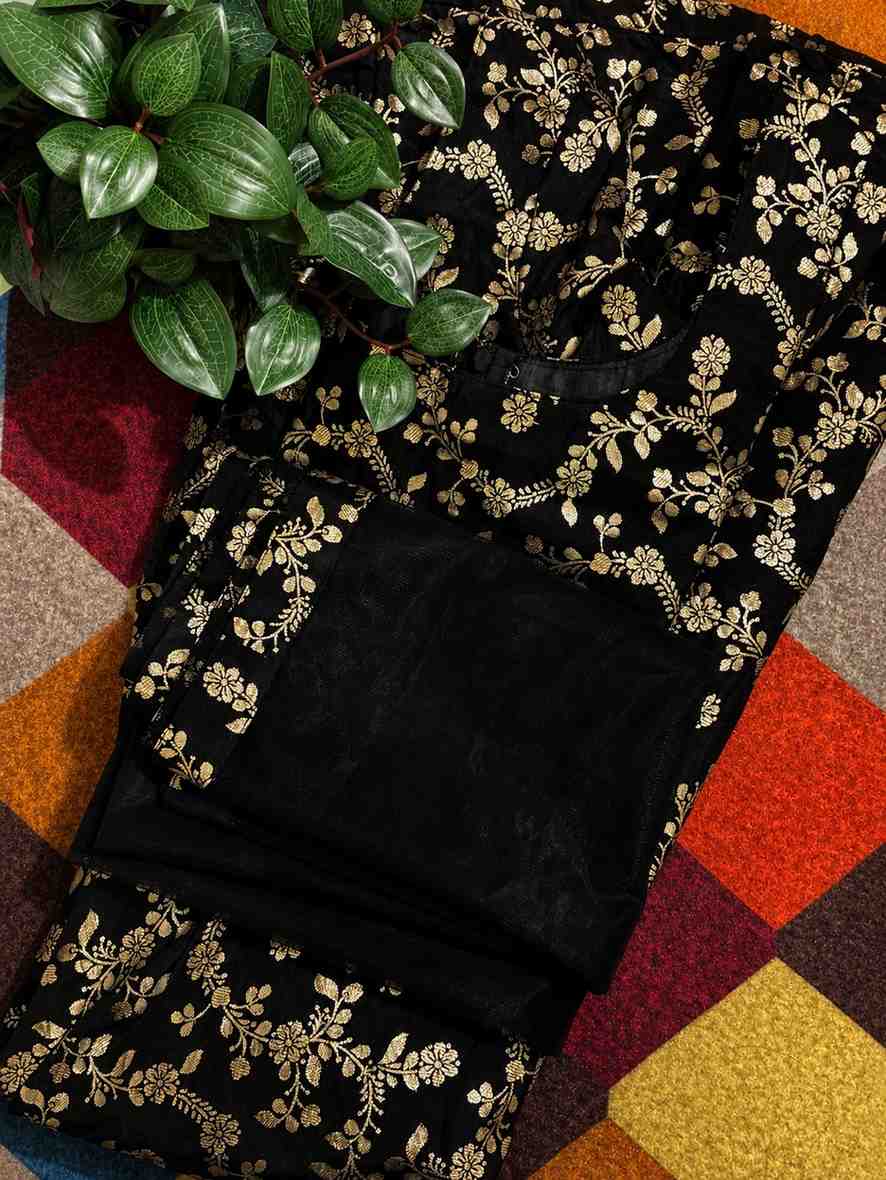 Black Embroidered Ready Made Blouse