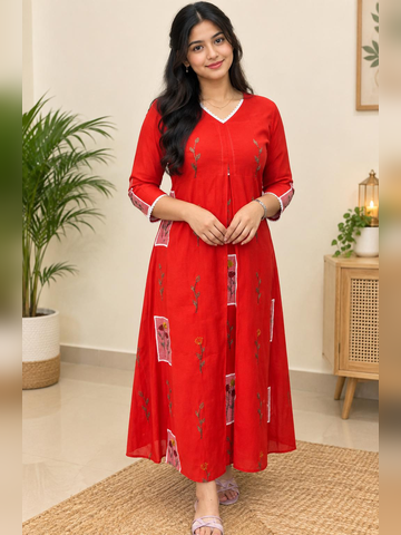 Mulchanderi dress with thread embroidery work