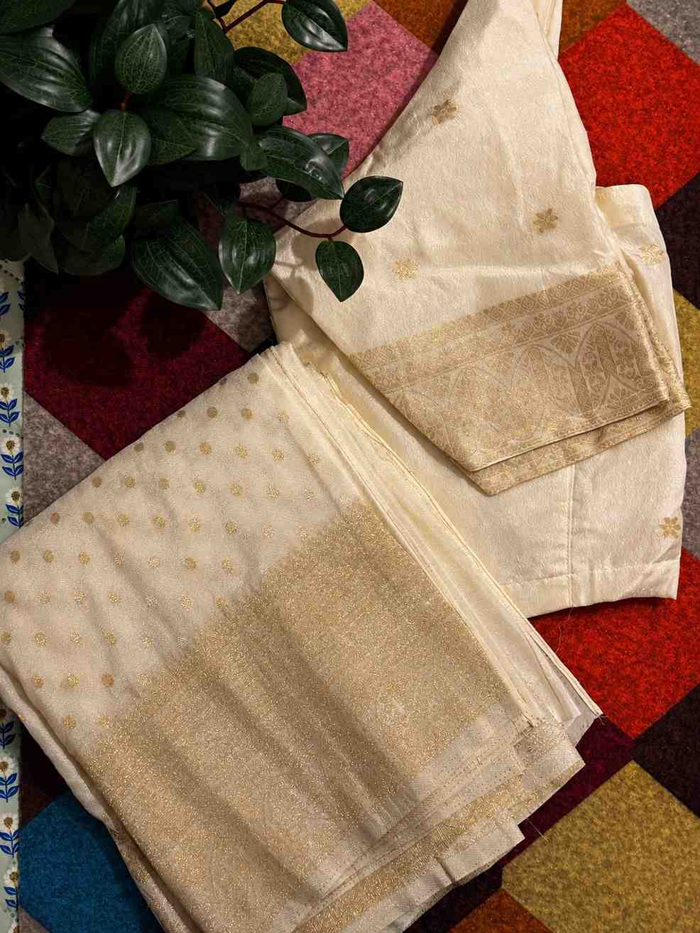 Beige Cotton Saree with Subtle Woven Design