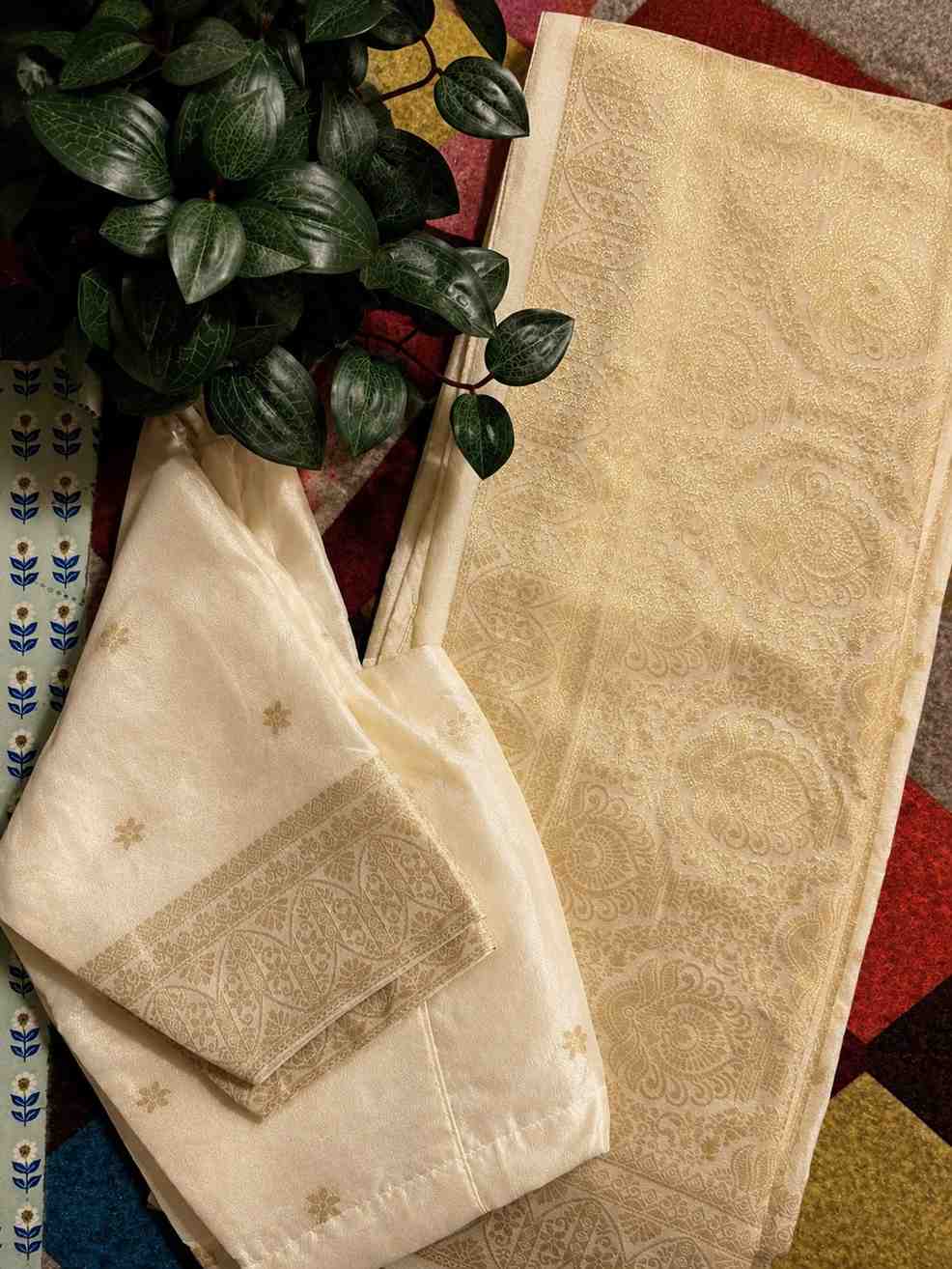 Beige Cotton Saree with Subtle Woven Design