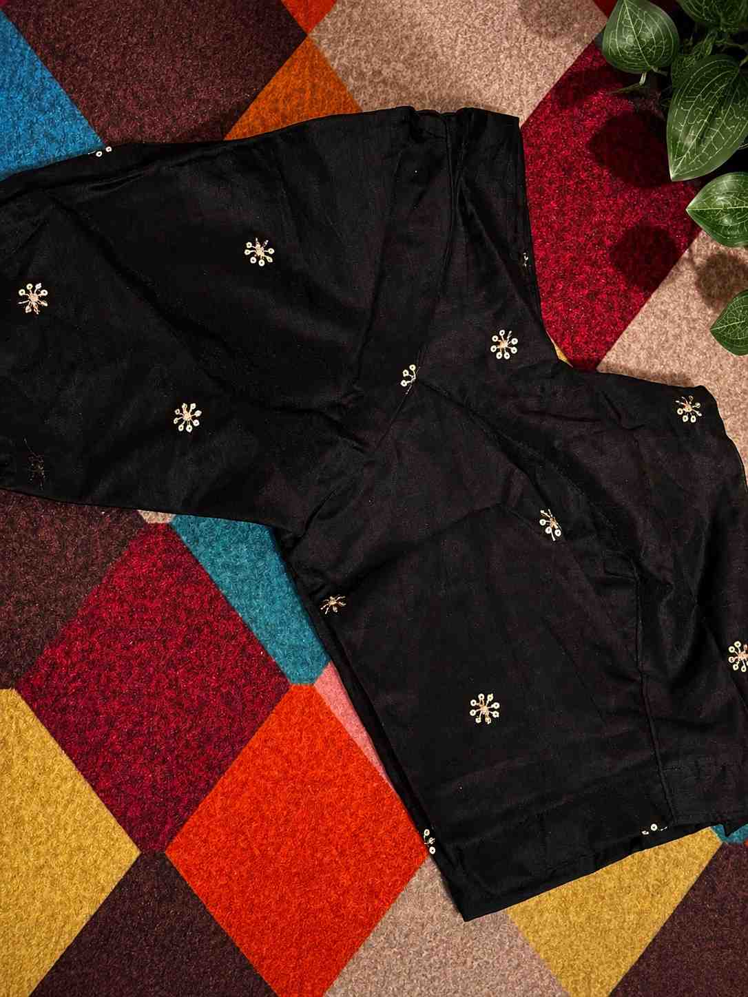 Black Embroidered Ready Made Blouse