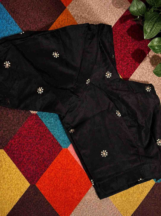 Black Embroidered Ready Made Blouse