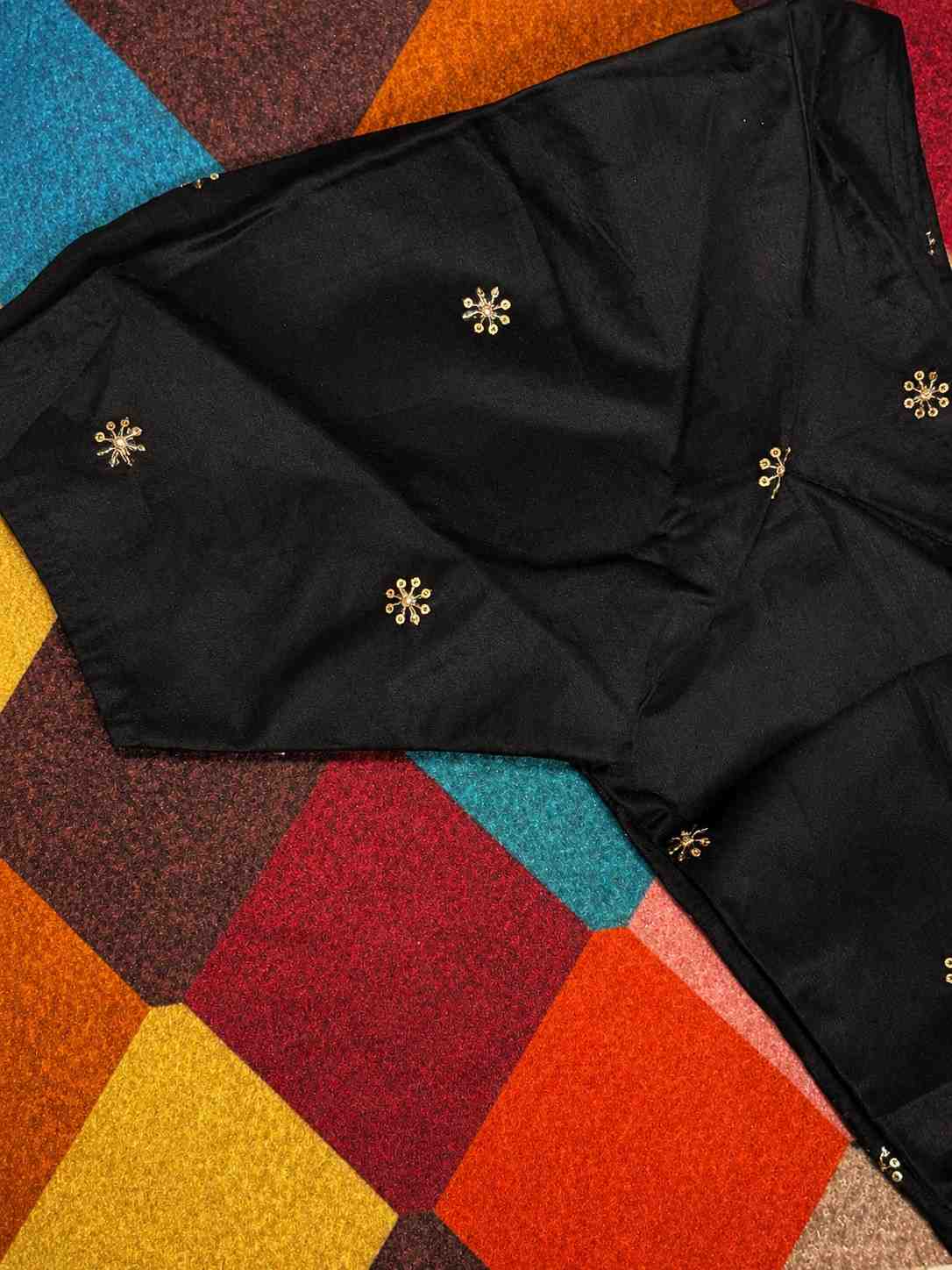 Black Embroidered Ready Made Blouse