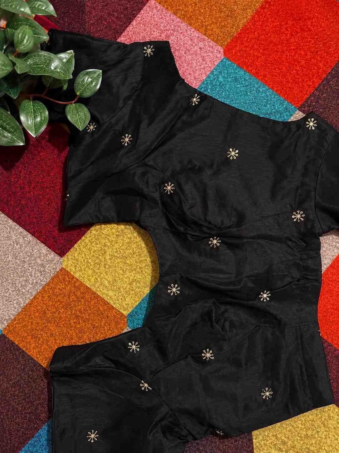 Black Embroidered Ready Made Blouse