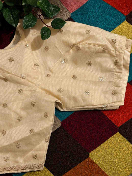 Cream Embroidered Ready Made Blouse