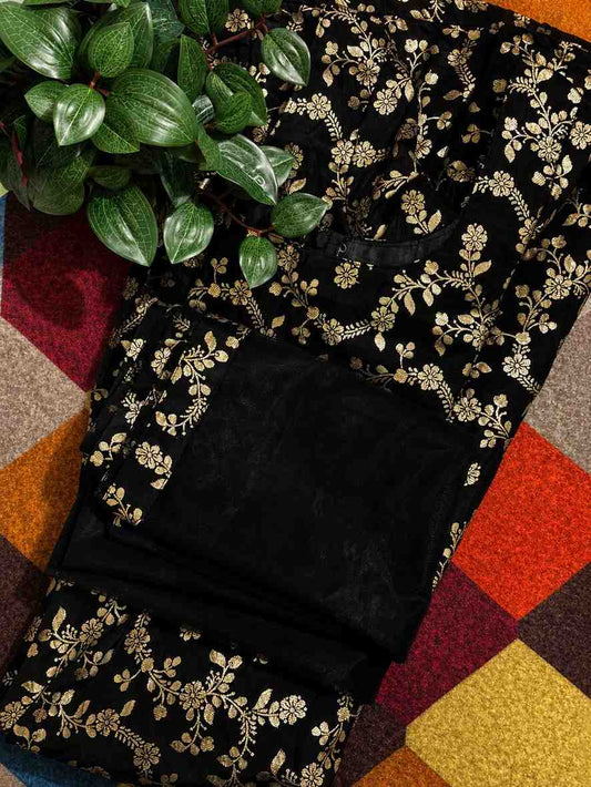 Black Embroidered Ready Made Blouse