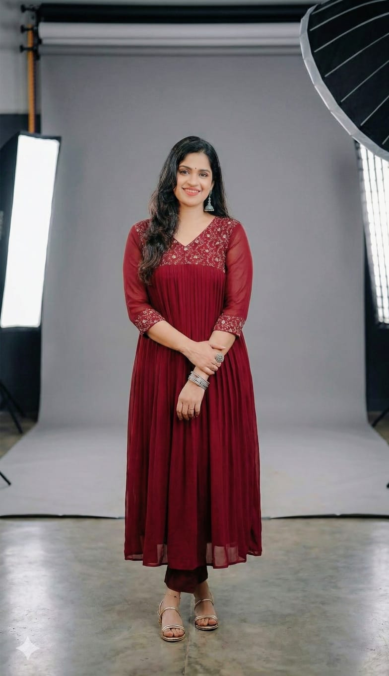 A line Kurti - Georgette