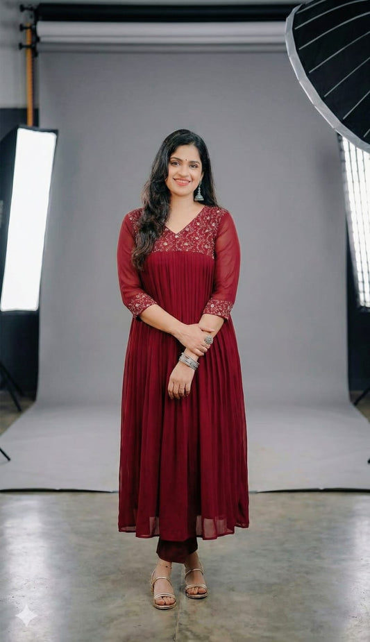 A line Kurti - Georgette