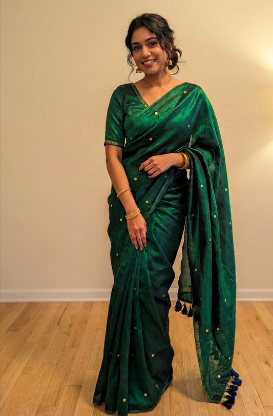 saree with stitched blouse