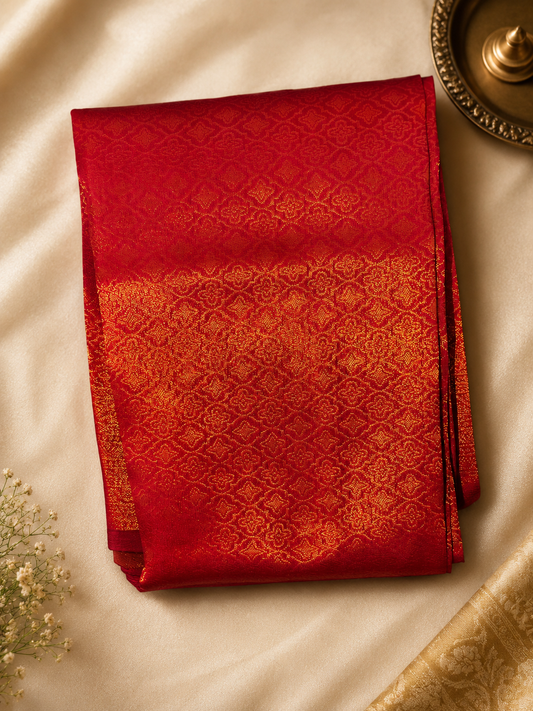 Elegant Red & Gold Woven Saree