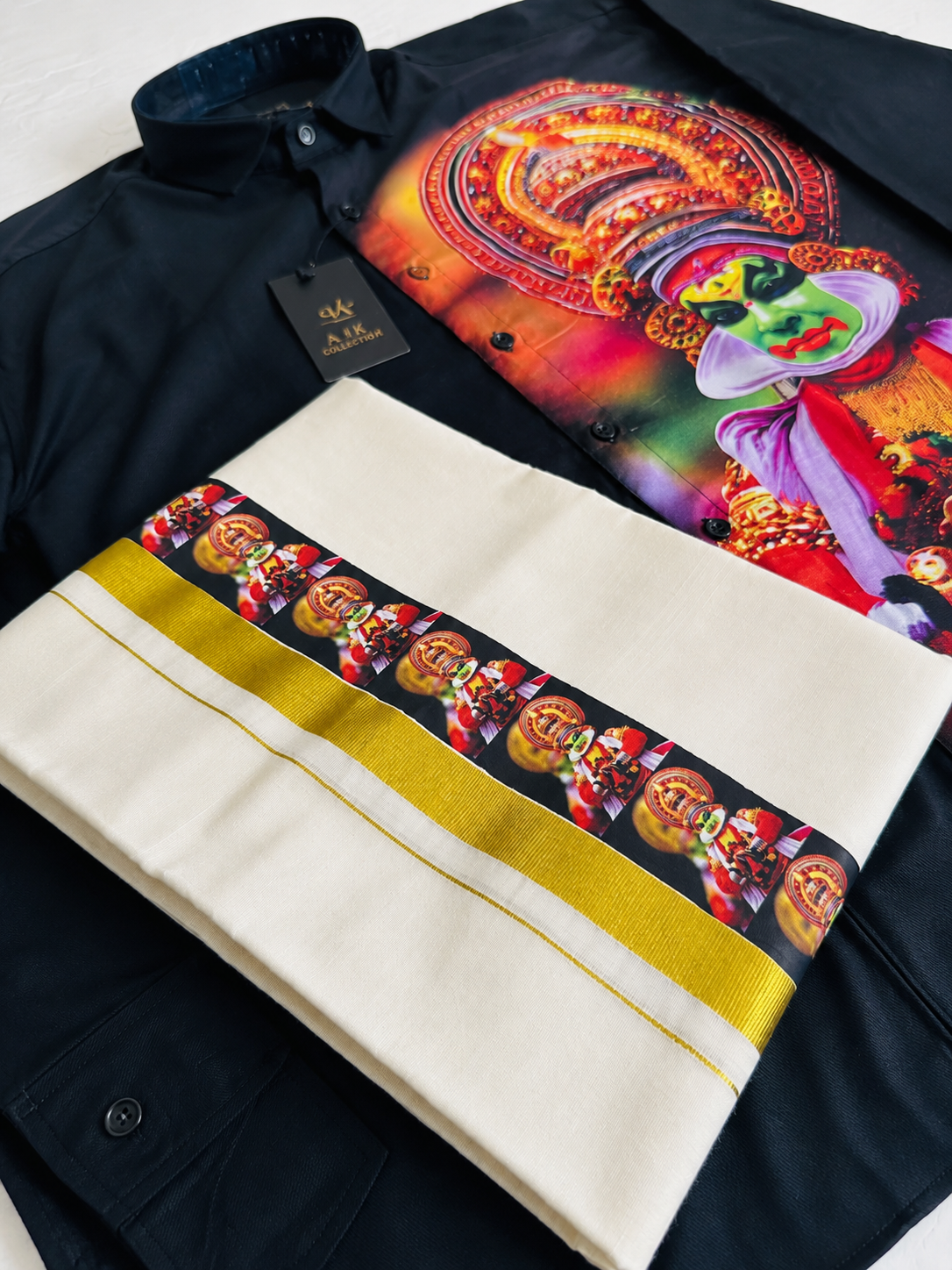 Cotton full sleeve shirt and mundu combo