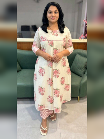 Co ord set in printed cotton with florals